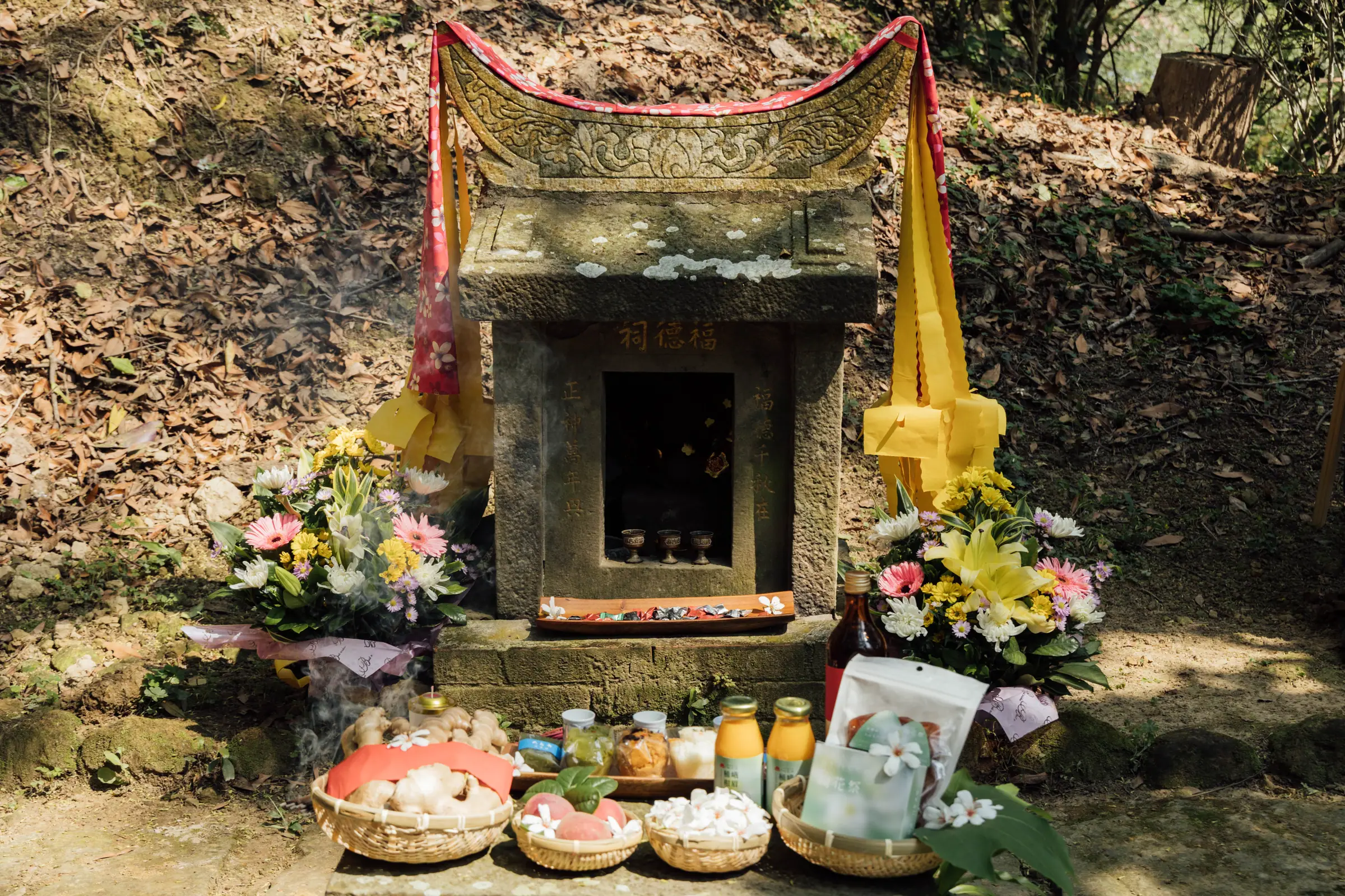 The Hakka Tung Flower Festival in Sanyi, Miaoli, opened for blessing next to the century-old Stone God in 2023