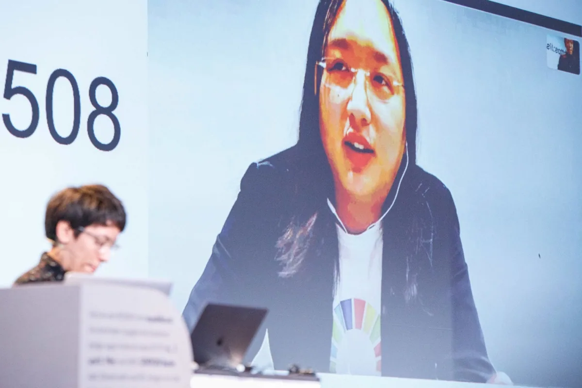 唐鳳 2019 年 5 月在柏林 re:publica 數位社會年會的演講現場