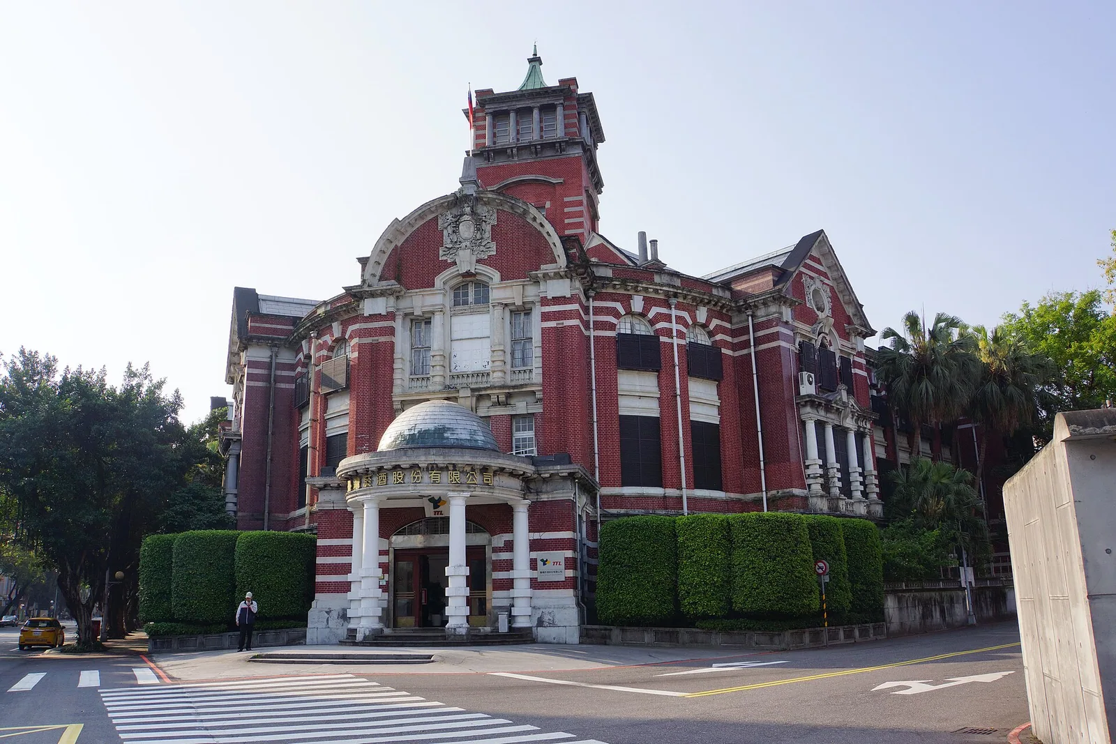 Original Taiwan Provincial Tobacco and Wine Monopoly Bureau building on Nanchang Road, Taipei, red‑brick Baroque structure, now the Taiwan Tobacco and Liquor Corporation
