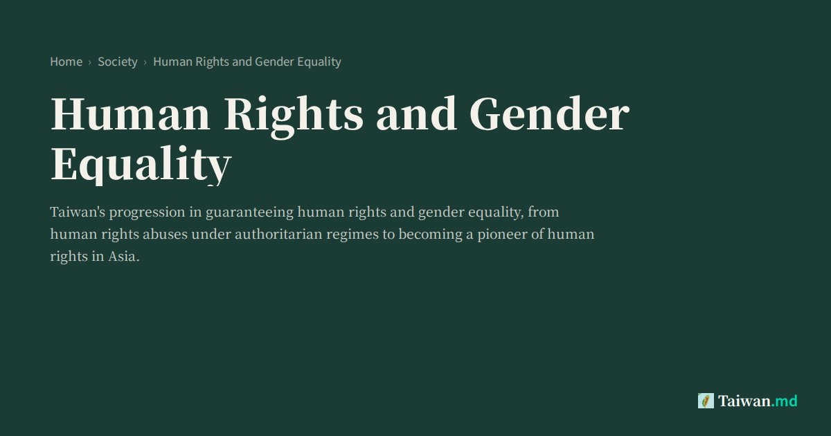 Human Rights and Gender Equality | Taiwan.md