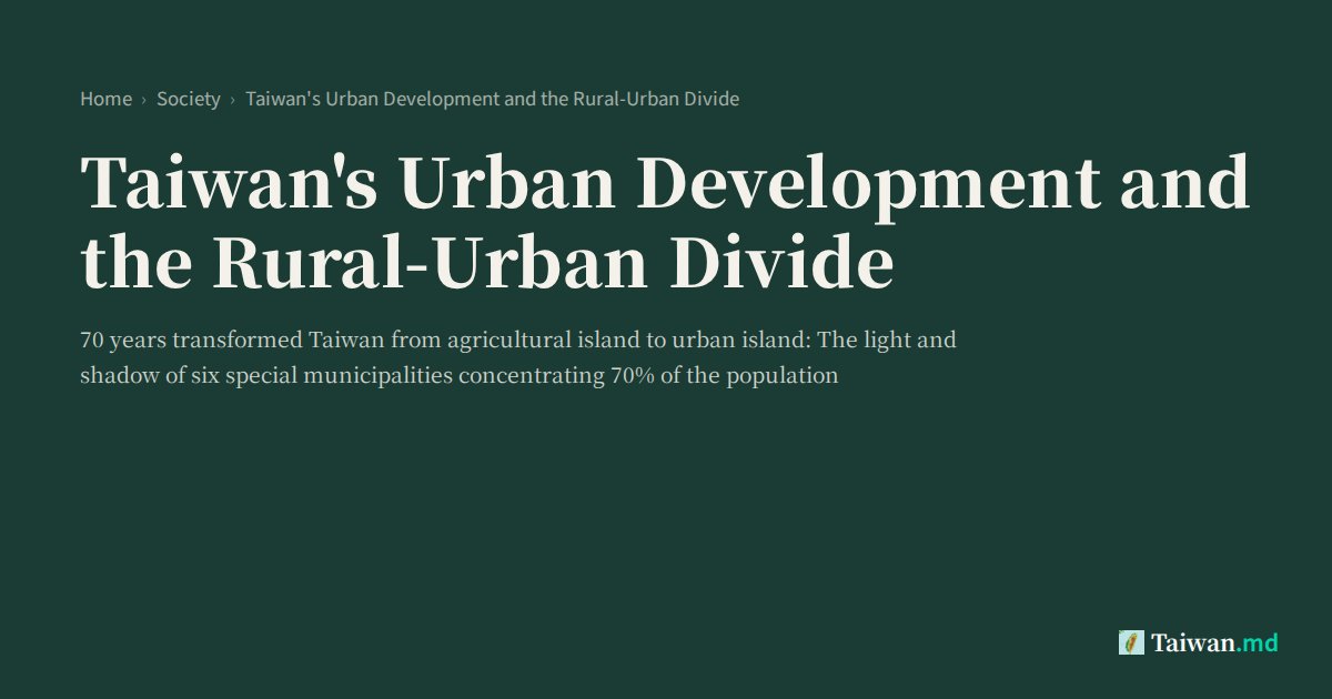Taiwan Development Taiwan's Urban Development and the Rural-Urban Divide | Taiwan.md