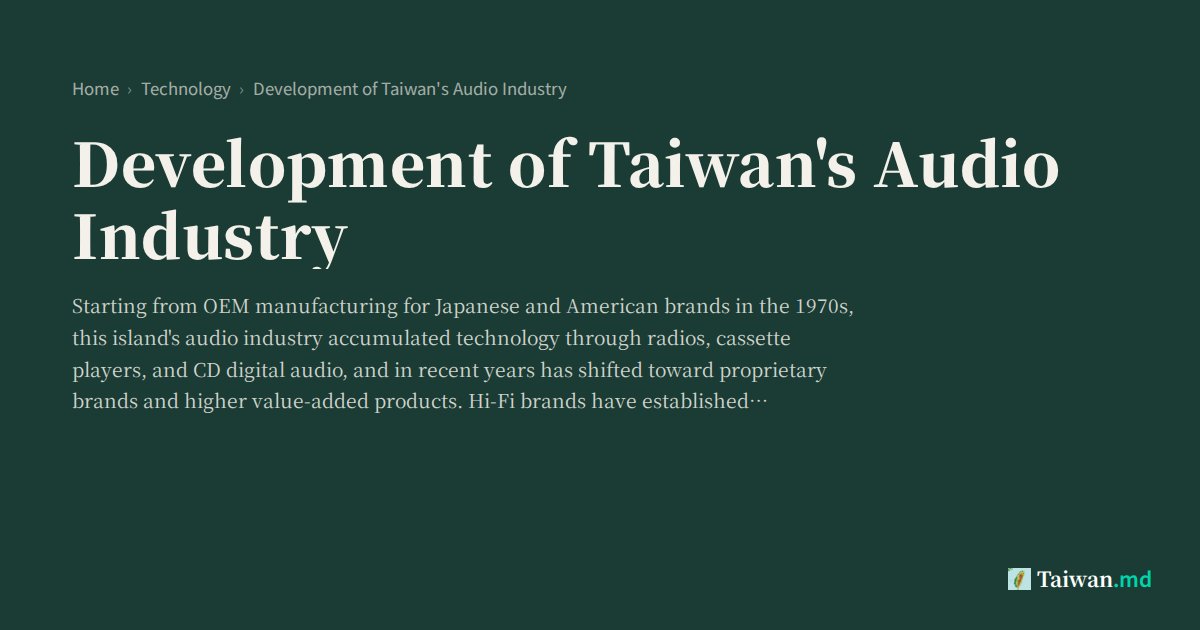 Taiwan Development Development of Taiwan's Audio Industry | Taiwan.md